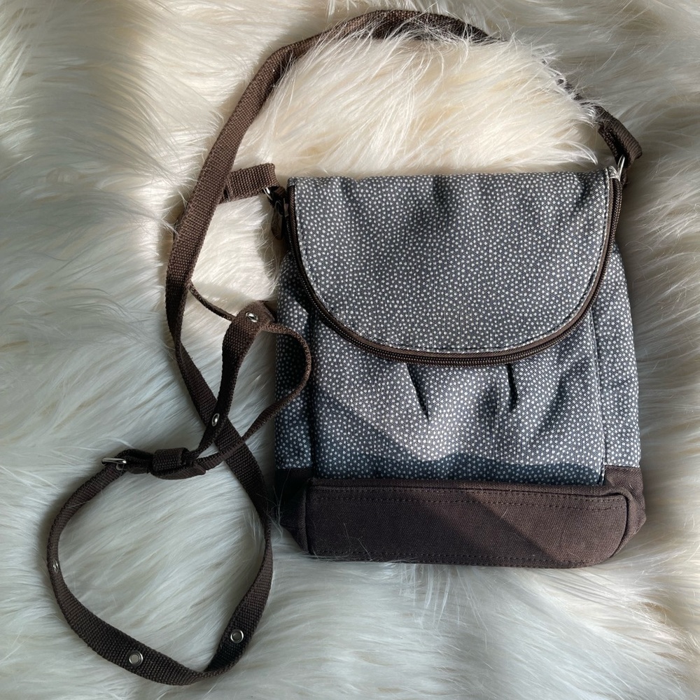 Thirty-One Denim Blue Polkadot Crossbody Bag
